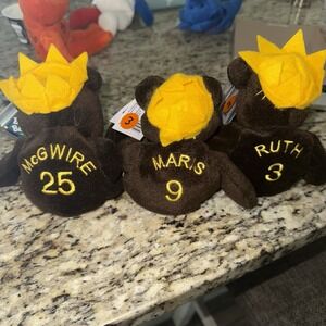 NY Yankees Ruth #3, Maris #9,  McGwire #25 Bamm Beano's Beanie Baby Plush Bears